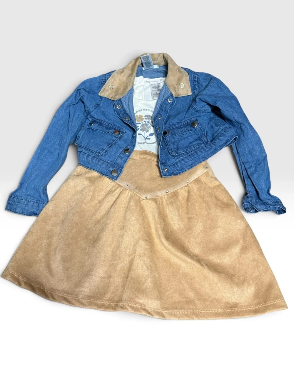 Twin Set! Little Lass Girls 2-Piece Dress & Denim Crop Jacket Sets Size 6